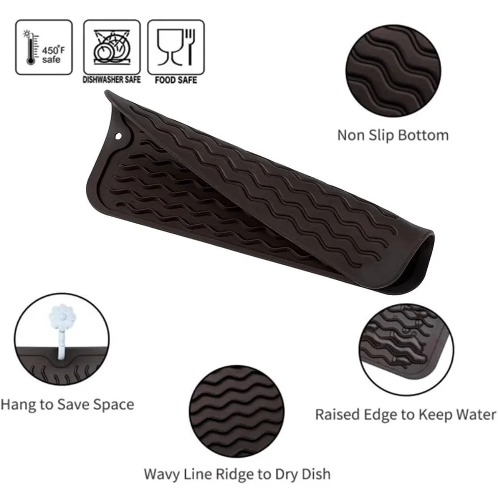 Silicone Dish Drying Mat Set - Large & Small Heat Resistant Kitchen Sink Drainer